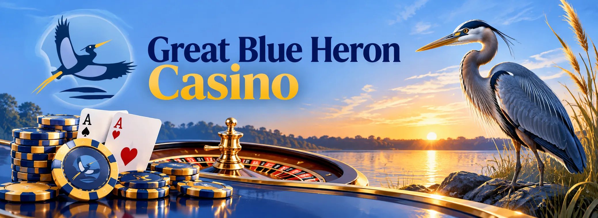 Great Blue Heron Casino welcome offer banner with a 100% match up to C$1,000 and 200 free spins